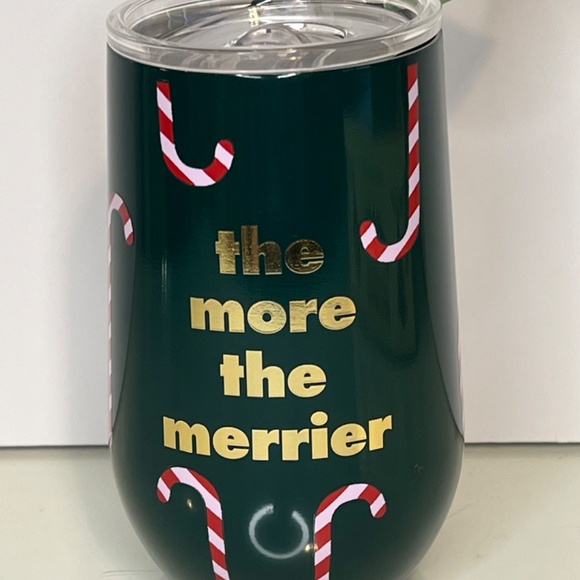 KATE SPADE Stainless Steel Holiday Tumbler Mug - “The More The Merrier” - NEW - Picture 8 of 12